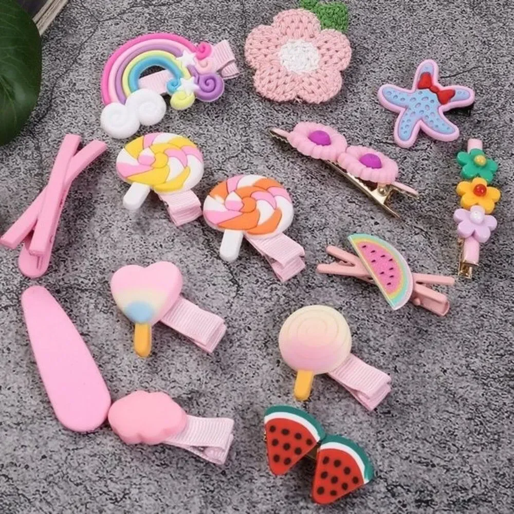 New 14 pcs Little Girls Princess Hairpins Bangs Clip Set Lovely Hair Accessories